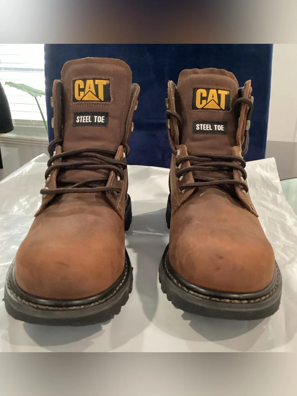 CAT Caterpillar Steel Toe Work Boots Men’s 11 Wide Brown Leather NWOB